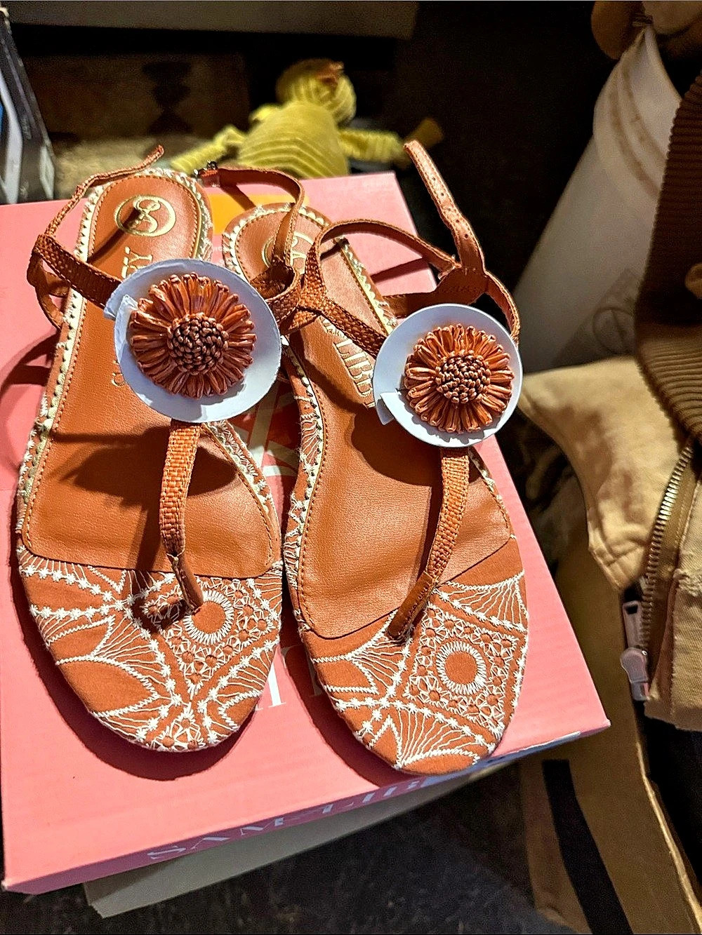 Sam Edelman Hilda Printed Orange Sandals US 8 Like New